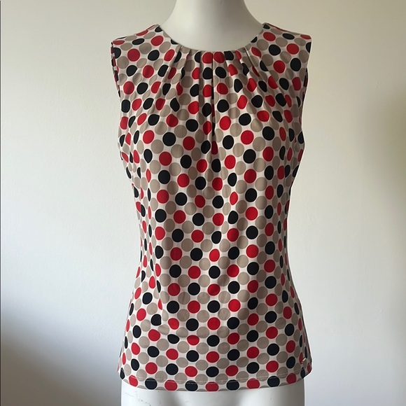 Polka Dot Sleeveless Top - Red, Black, and Cream - Picture 2 of 10
